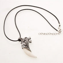 Load image into Gallery viewer, Men Antique Silver Tribal Stark Wolf Fang Tooth Pendant Necklace