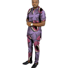 Load image into Gallery viewer, African clothes men's print set short sleeve shirt