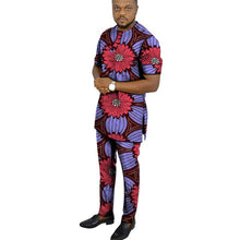 Load image into Gallery viewer, African clothes men's print set short sleeve shirt