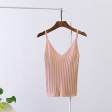 Load image into Gallery viewer, Knitted Ribbed Women's V-neck Tank Top Vest Sexy Backless