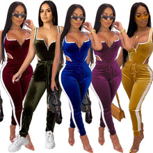 Load image into Gallery viewer, Winter Women's set Velvet bodysuit pencil pants suit