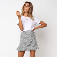 Load image into Gallery viewer, Leopard Wrapped Skirt Women Sexy Casual Flounce Bow