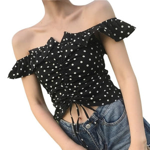 Sexy  Tank Tops Polka Dot Women's Short Shirt