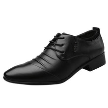 Load image into Gallery viewer, Men&#39;s Slip On Split Leather Pointed White Toe Men Dress Shoes
