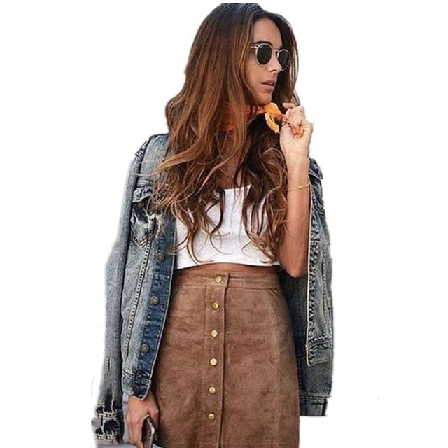 Suede Leather Skirt