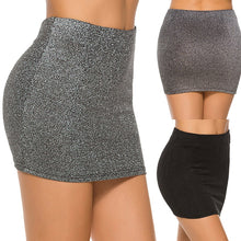 Load image into Gallery viewer, Black Silver Elastic Waist Super Mini Skirt
