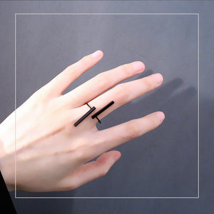 New Originality Simple Open double-line Geometry Finger Rings