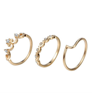 Love Flower Wave Zircon Stackable Knuckle Ring