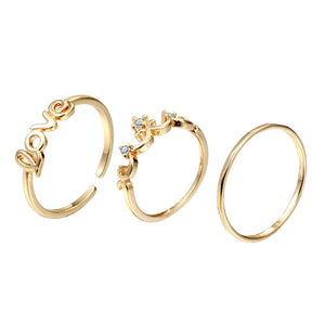 Love Flower Wave Zircon Stackable Knuckle Ring