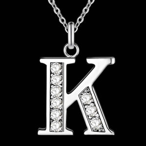 Letter A-S  Free Shipping silver plated Necklace