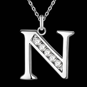 Letter A-S  Free Shipping silver plated Necklace