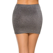 Load image into Gallery viewer, Black Silver Elastic Waist Super Mini Skirt
