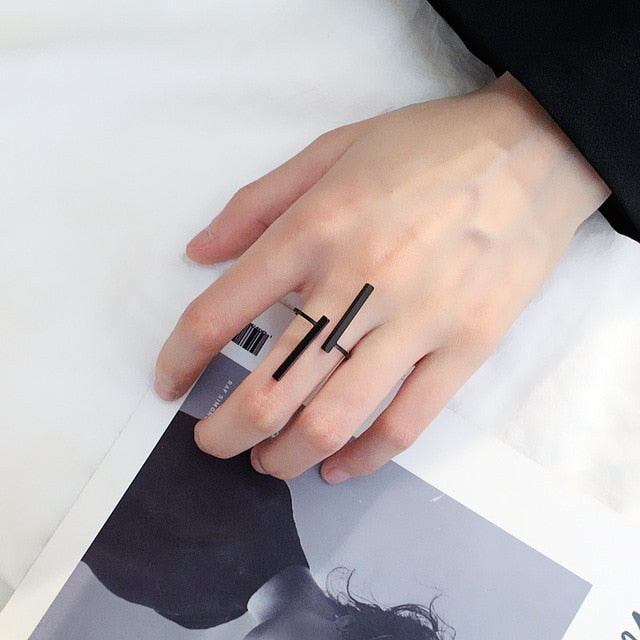 New Originality Simple Open double-line Geometry Finger Rings