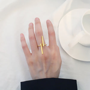 New Originality Simple Open double-line Geometry Finger Rings