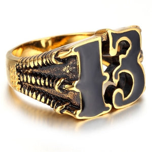 Classic Retro Men Lucky Number 13 Ring