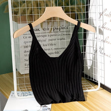 Load image into Gallery viewer, Knitted Ribbed Women&#39;s V-neck Tank Top Vest Sexy Backless
