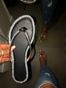 Sexy Rhinestone Slippers Angle Flip-Flops Simple Sleeve