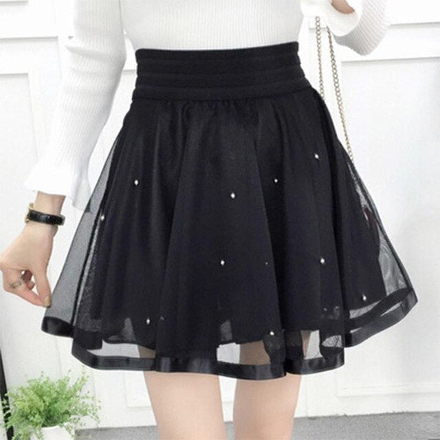 All Match High Waist Lace A Line Bubble Skirt